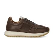 Donkerbruine Sneaker met Kalfsleer Emporio Armani , Brown , Heren