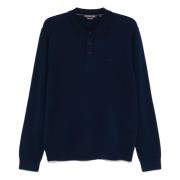 Merino Polo Shirt met Lange Mouwen Michael Kors , Blue , Heren