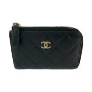 Pre-owned Leather wallets Chanel Vintage , Black , Dames