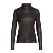 Metallic Rollneck Blouse Zwart My Essential Wardrobe , Black , Dames