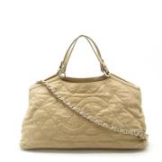 Pre-owned Leather chanel-bags Chanel Vintage , Beige , Dames