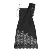 Elegante Zwarte Kantjurk Munthe , Black , Dames