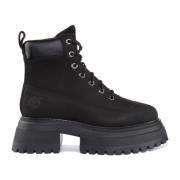 Zwarte Platform Veterschoenen Timberland , Black , Dames