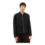 Glanzende Twill Zip-Up Jas Stüssy , Black , Heren