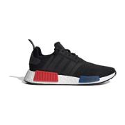 Nmd_R1 Zwarte Stoffen Sneakers met Rode en Blauwe Inzetstukken Adidas ...