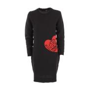 Chique Gebreide Jurk met Hartpatroon Love Moschino , Black , Dames