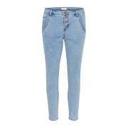 Slim-Fit Cropped Jeans met Slimme Details Cream , Blue , Dames