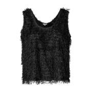 Zwarte Fluffy Mouwloze Top Meline mbyM , Black , Dames