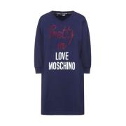 Blauwe Katoenen Jurk met Fonkelende Details Love Moschino , Blue , Dam...