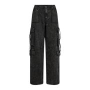 Hoge taille acid wash jeans Copenhagen Muse , Black , Dames