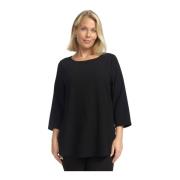 Zwarte Blouse met ¾ Mouwen 2-Biz , Black , Dames