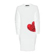 Chique witte gebreide jurk met hartpatroon Love Moschino , White , Dam...