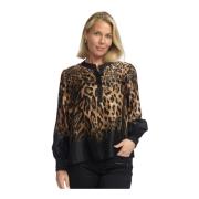 Bruine Leo Blouse met Pofmouwen 2-Biz , Brown , Dames