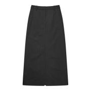 Elegante Gestreepte Rok met Split Munthe , Black , Dames