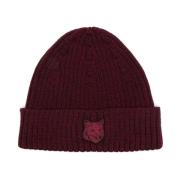 Rood Fox Head Beanie Maison Kitsuné , Red , Heren