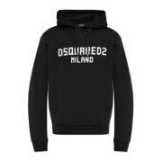 Sweatshirt met logo en fluwelen afwerking Dsquared2 , Black , Heren