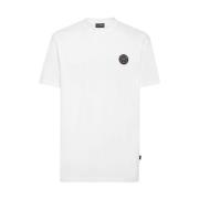 Katoenen T-shirt met plastic plaat Plein Sport , White , Heren