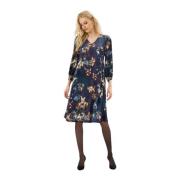 Blauwe 3/4 Mouwen Jurk met Print IN Front , Blue , Dames