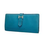 Pre-owned Leather wallets Hermès Vintage , Blue , Dames