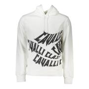 Hoodie Wit Lange Mouw Print Cavalli Class , White , Heren