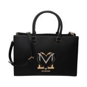 Zwarte Maxi Logo Tas Love Moschino , Black , Dames