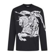 Zwarte Equestrian Knight Design Sweatshirt Burberry , Black , Heren