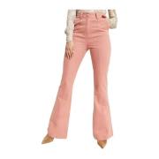 Hoge taille roze broek met stiksels Loveshackfancy , Pink , Dames