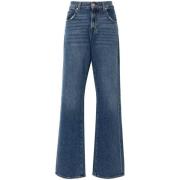 Blauwe High-Rise Straight Leg Jeans 7 For All Mankind , Blue , Dames