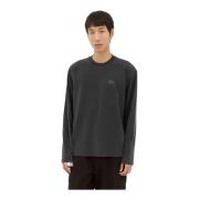 Gewassen Crewneck T-shirt met Logo Borduurwerk Stüssy , Black , Heren