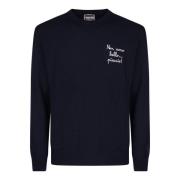 Wollen Crewneck Pullover met Borstlogo MC2 Saint Barth , Blue , Heren