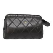 Pre-owned Leather pouches Chanel Vintage , Black , Dames