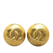 Pre-owned Fabric earrings Chanel Vintage , Yellow , Dames