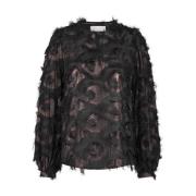 Lurex Top Gabriel Lange Mouw Nukus , Black , Dames