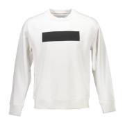 Witte Heren Sweatshirt Lange Mouw Print Calvin Klein , White , Heren