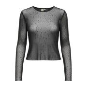 Rhinestone Life Top Zwart Freewear Only , Black , Dames