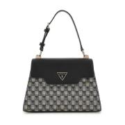 Zwarte Damen Handtas met Zilveren Details Guess , Black , Dames