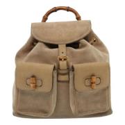 Pre-owned Suede backpacks Gucci Vintage , Beige , Dames