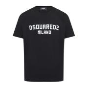 T-shirt met bedrukt logo Dsquared2 , Black , Heren