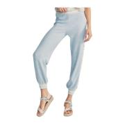 Blauwe Joggers met Pastel Strepen Loveshackfancy , Blue , Dames