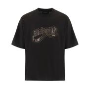 Korte Mouw T-shirt met Strass Logo John Richmond , Black , Heren