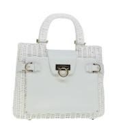 Pre-owned Fabric handbags Salvatore Ferragamo Pre-owned , White , Dame...