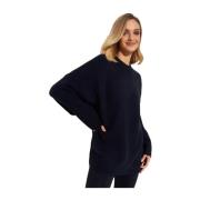 Navy Gebreide Trui met Ronde Hals Free People , Blue , Dames