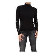 Zwarte Gebreide Coltrui Twinset , Black , Dames