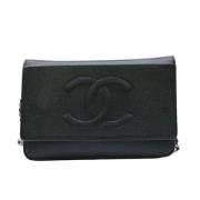 Pre-owned Leather wallets Chanel Vintage , Black , Dames