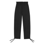 Zwarte casual broek met elastische taille Ganni , Black , Dames