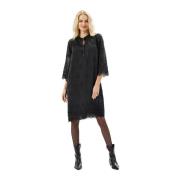 Zwarte Kant Jurk IN Front , Black , Dames