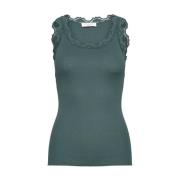 Zijden Kant Top Mouwloos Rosemunde , Green , Dames