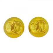 Pre-owned Fabric earrings Chanel Vintage , Yellow , Dames