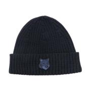 Vos Hoofd Beanie Wollen Muts Maison Kitsuné , Blue , Heren