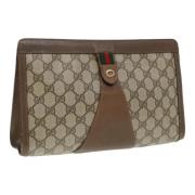 Pre-owned Leather clutches Gucci Vintage , Beige , Dames